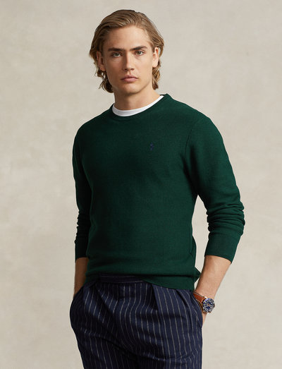 Polo Ralph Lauren Textured Cotton Crewneck Sweater Moss Agate Vihreä