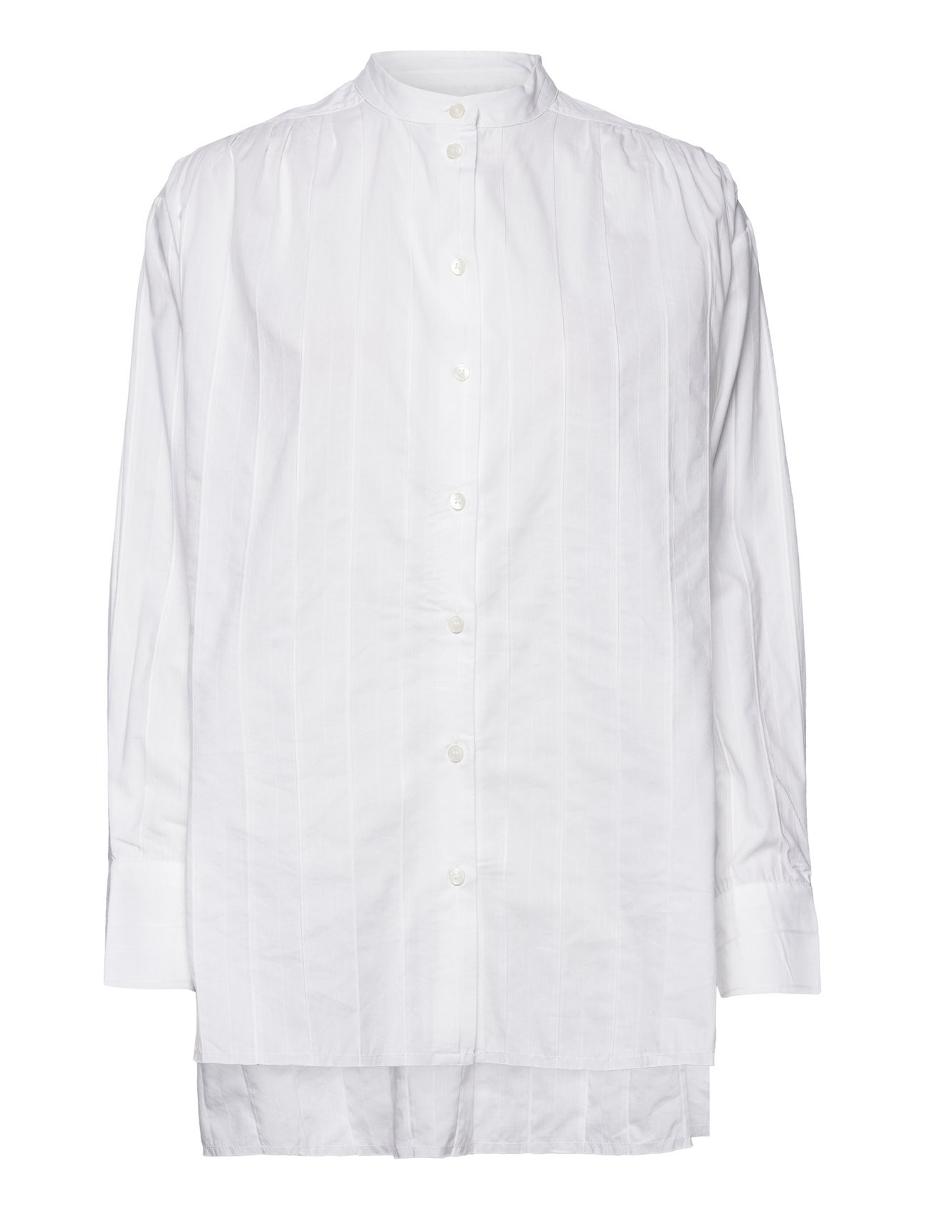 2Nd Raiden - Jacquard Stripe Tops Blouses Long-sleeved White 2NDDAY