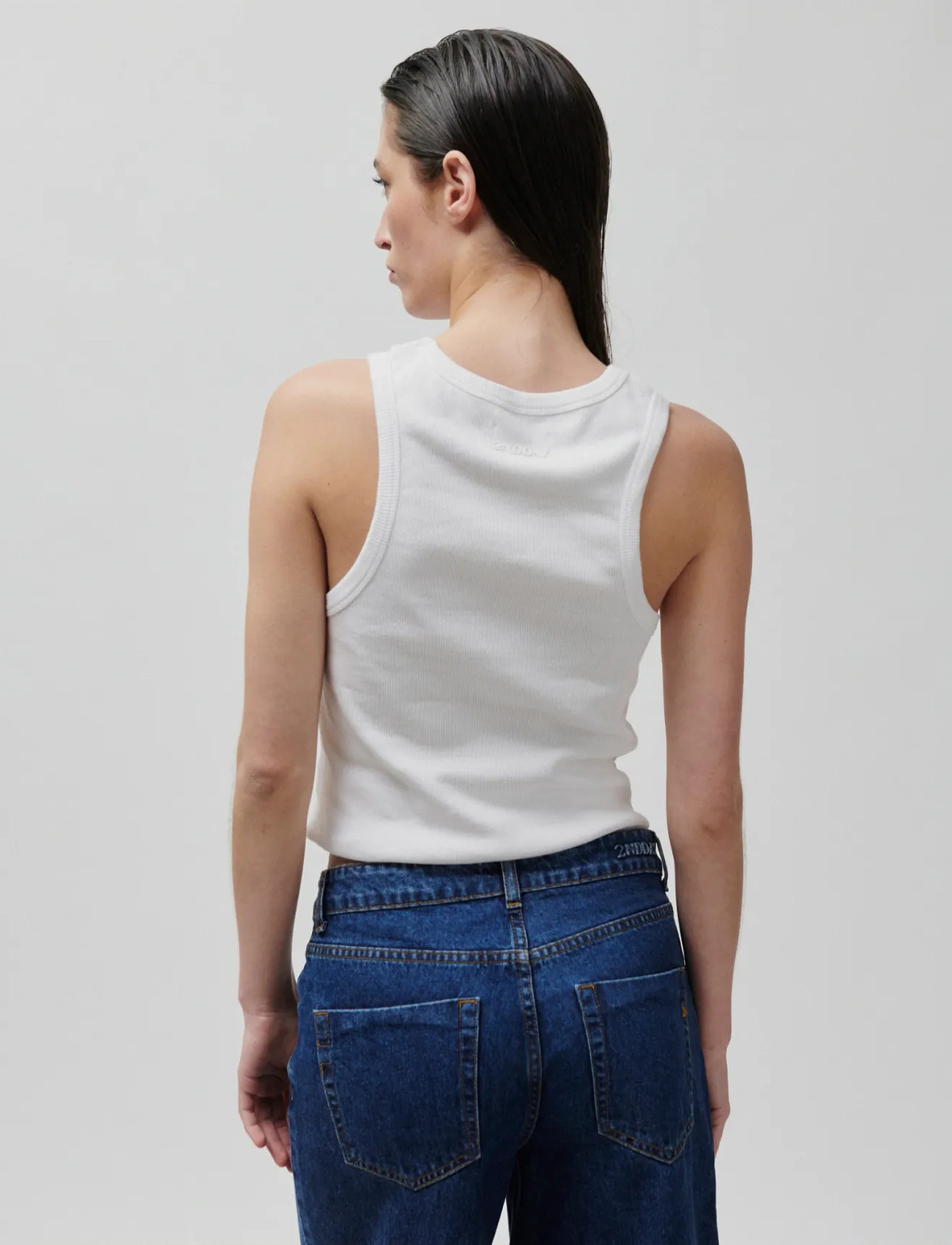 2NDDAY 2Nd Purity Tt - Daily Cotton Rib, XS, White, T-Shirts & Toppe > Uden Ærmer, Dame