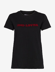 2ND Lover - t-shirts - black /red print