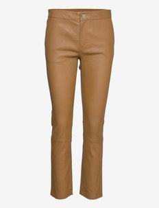 2ND Leya - Stretch Leather - slim fit trousers - breen