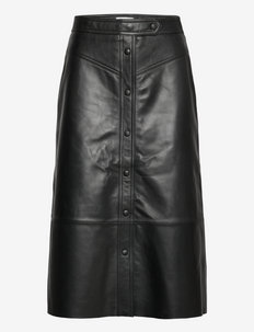 2ND Beatrice - Leather Appeal - nederdele i læder - jet black