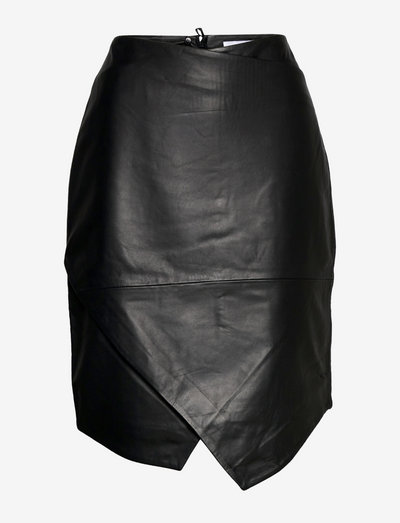 2ND Abigale - Classic Leather - nederdele i læder - jet black