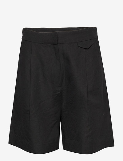 2ND Ozark - Cotton Linen Slub - casual shorts - deep black