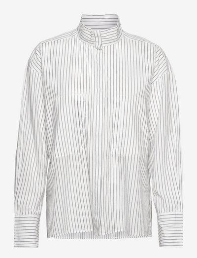 2ND Troi - Cotton Sense Stripe - krekli ar garām piedurknēm - soft stripe grey