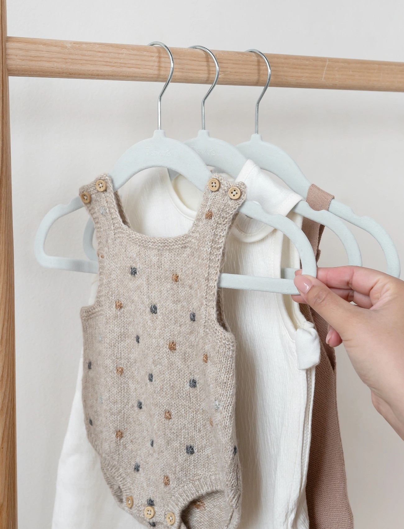 3 Sprouts 3 Sprouts Velvet Hangers (15 Pcs.), Blue, One Size, Grey, Opbevaring > Knager Og Bøjler, Børn