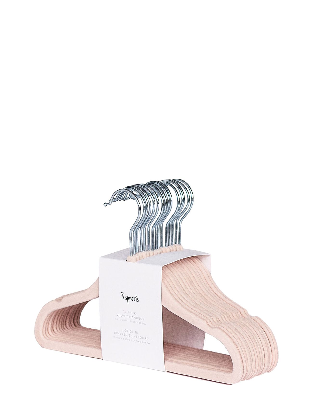 3 Sprouts 3 Sprouts Velvet Hangers (15 Pcs.), Pink, 29.85X0.64X20 cm, Pink, Opbevaring > Knager Og Bøjler, Børn