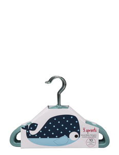 3 Sprouts Hangers - Whale, Blue