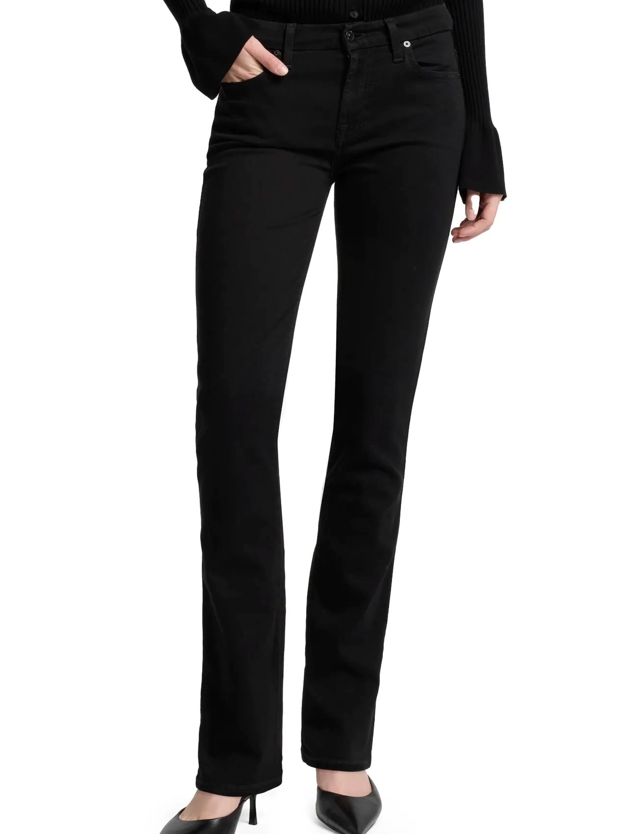 7 For All Mankind Kimmie Straight Rinsed Black, 27 x 33, Black, Jeans > Smalle, Dame