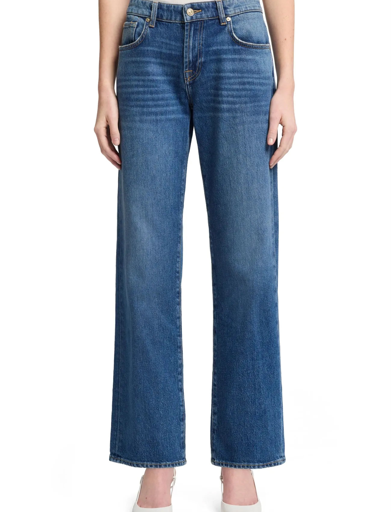 7 For All Mankind Calie Straight Explorer, 31 x 31, Blue, Jeans > Lige-Almindelige, Dame