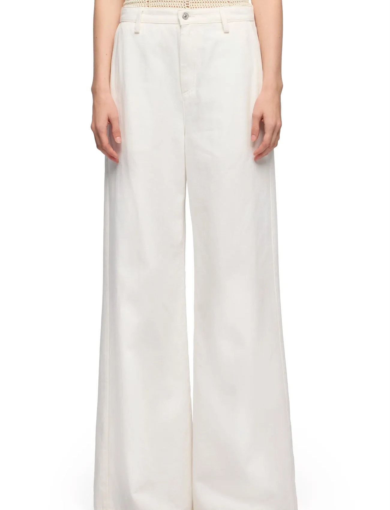 7 For All Mankind Wide Trouser Linen Ostuni, 32 x 33, Cream, Bukser > Brede Ben, Dame
