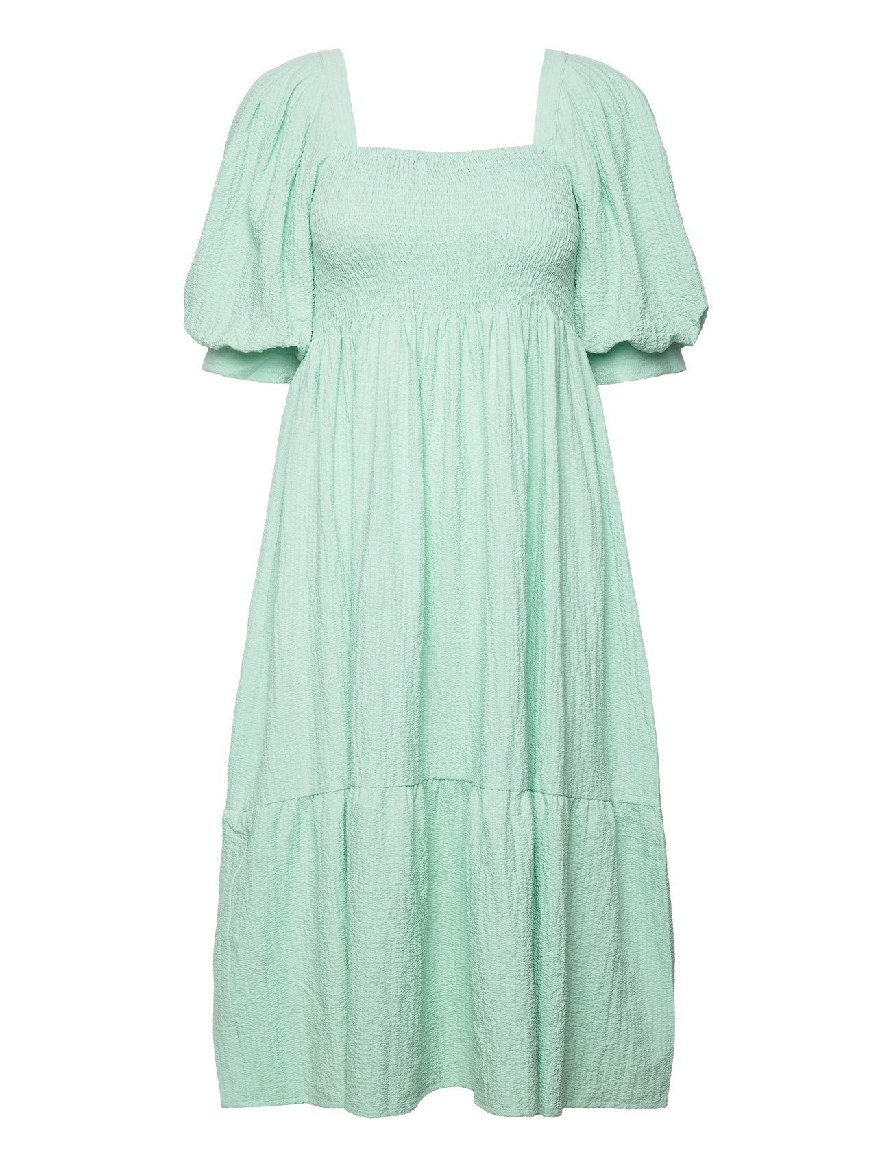 Cheri Solid Dress Knælang Kjole Green A-View