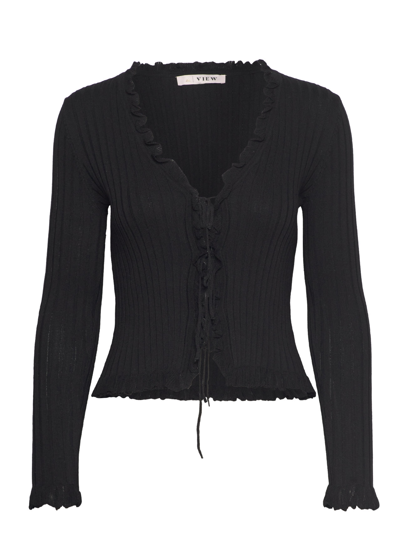 A-View Fabian Tie Cardigan, 40, Black, Strik > Cardigans, Dame