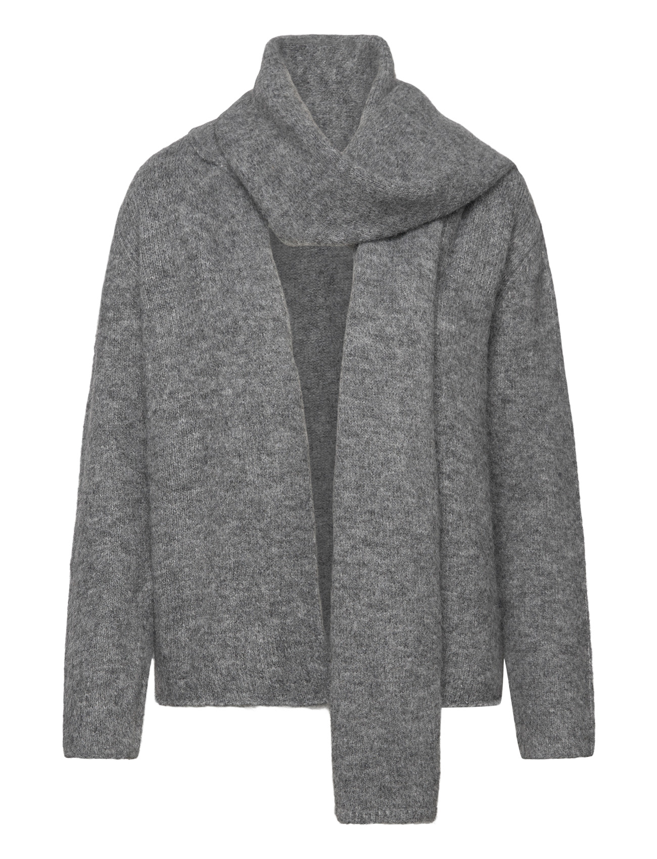 A-View Harper Knit Scarf Cardigan, M, Grey, Strik > Cardigans, Dame
