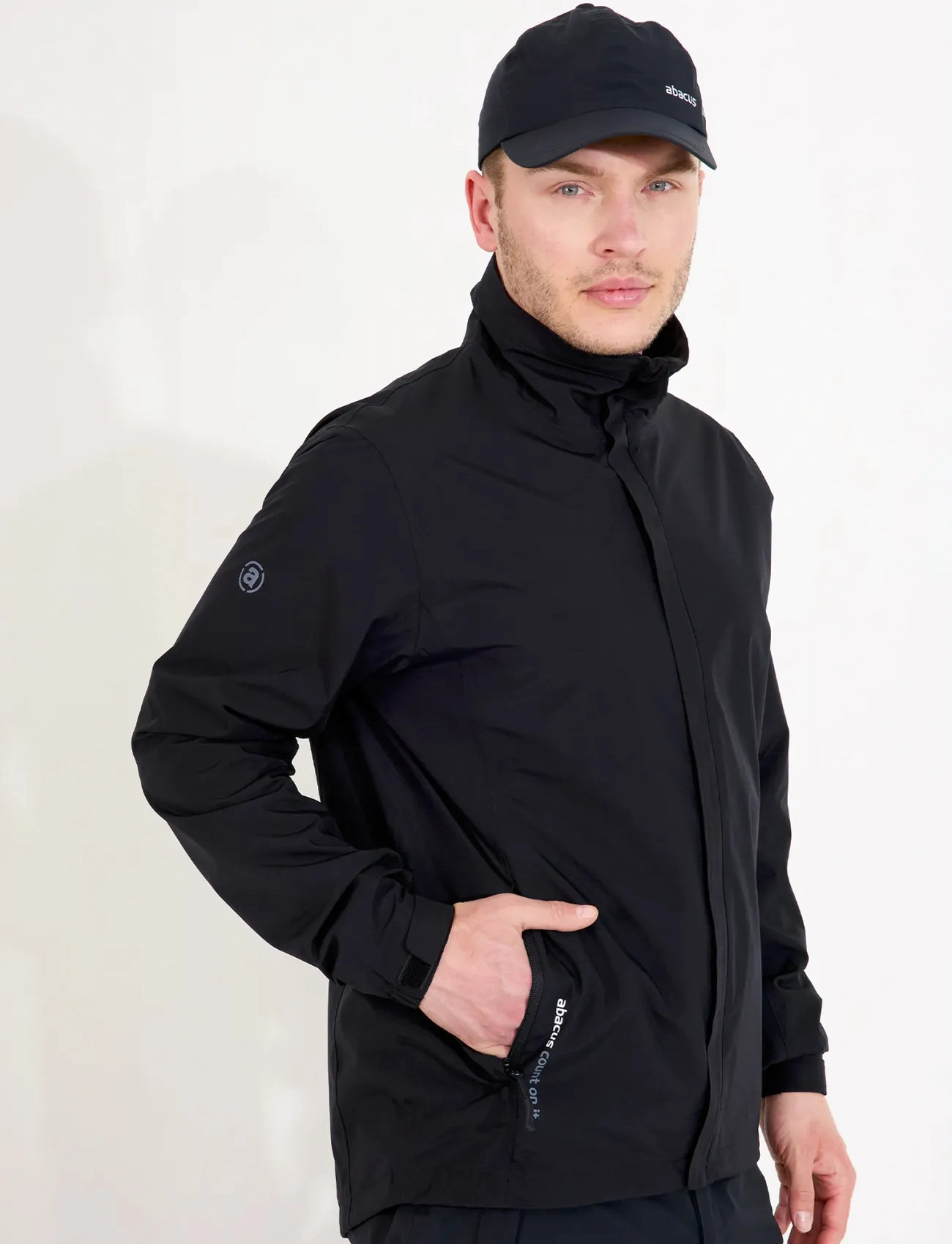 Abacus Mens Links Stretch Rainjacket, XXL, Black, Sport Jackets > Sport Golf Jackets, Herre