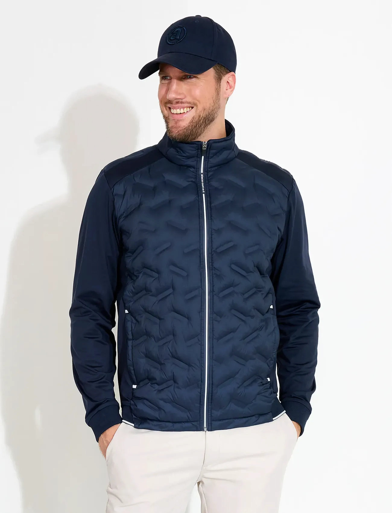 Abacus Mens Portrush Hybrid Jacket, S, Navy, Sport Jackets > Sport Golf Jackets, Herre