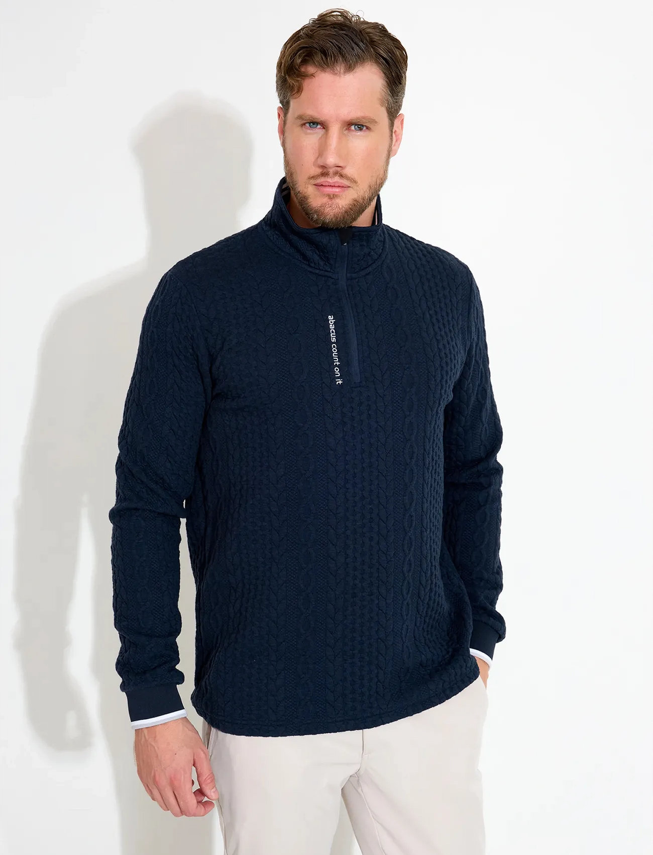 Abacus Mens Woburn Midlayer, M, Navy, Sweatshirts & Hættetrøjer > Fleeces & Midlayers, Herre