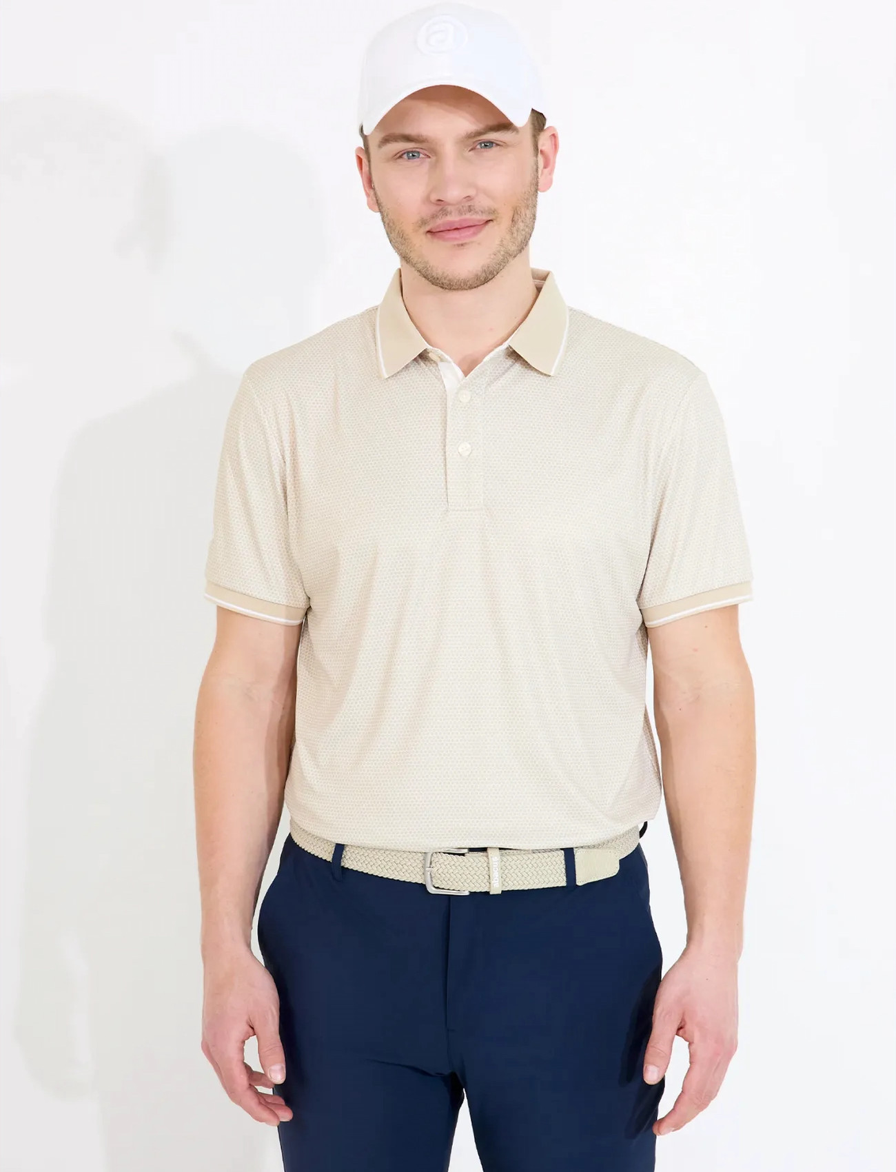 Abacus Mens Headfort Drycool Polo, M, Cream, Sport Polos > Sport Short-sleeved Polos, Herre