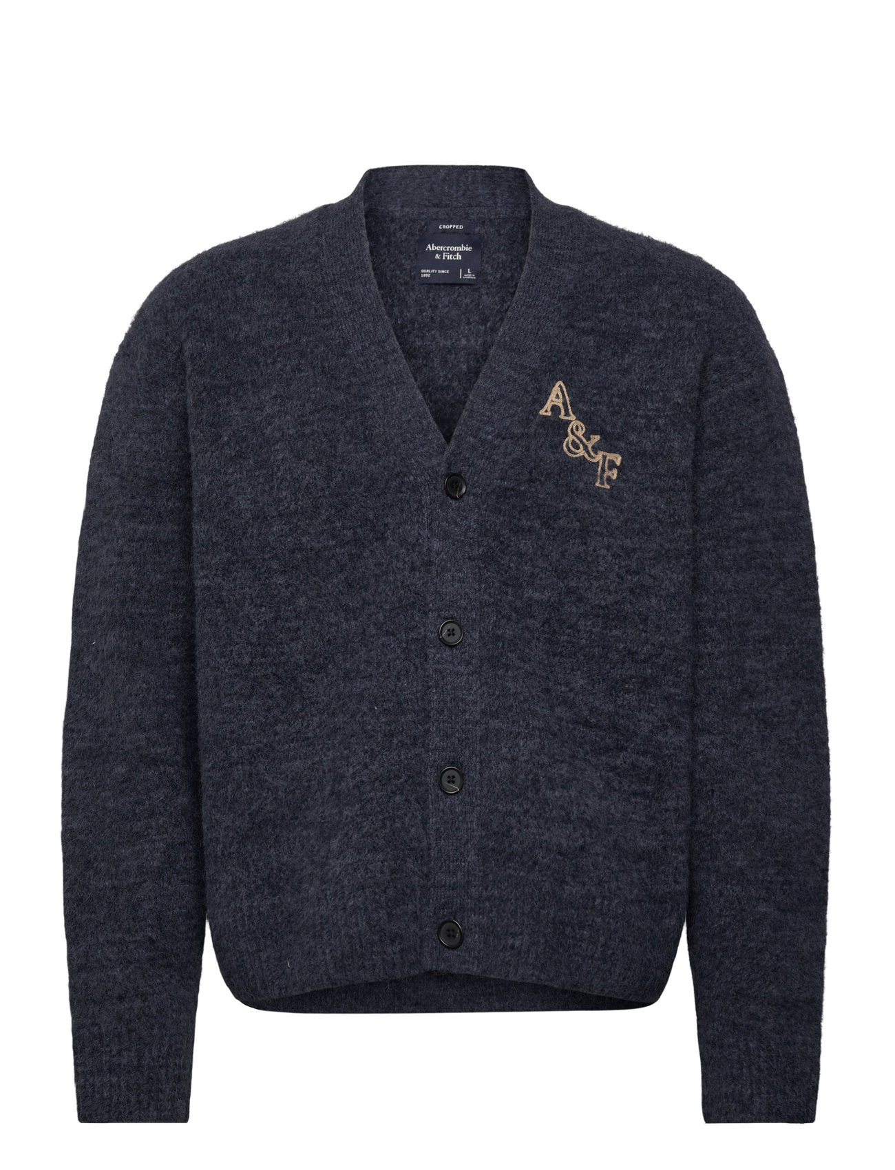 ABERCROMBIE & FITCH Fuzzy Intarsia Cardigan Grau - M - Herren