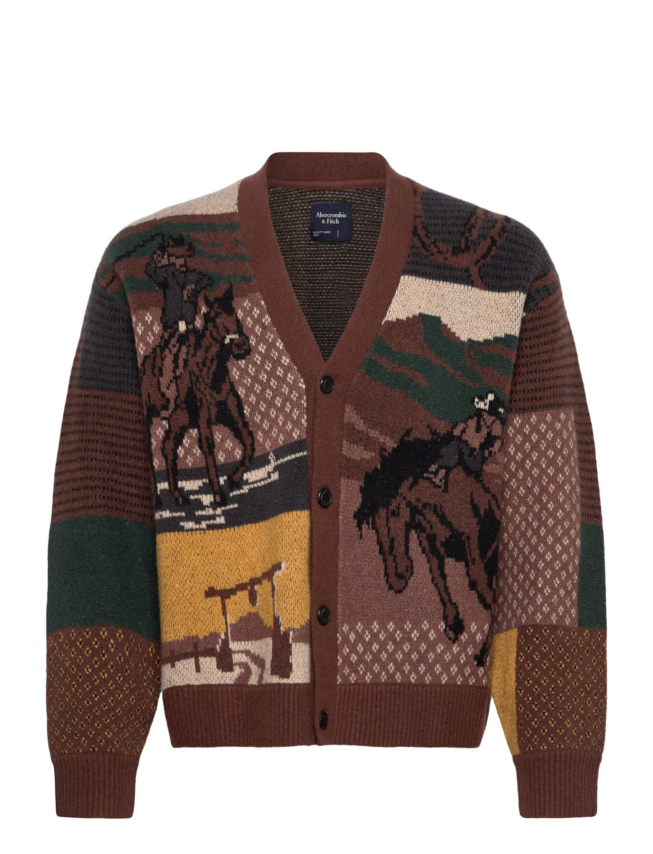 ABERCROMBIE & FITCH Western Patchwork Cardigan Patterned - XXL - Herren