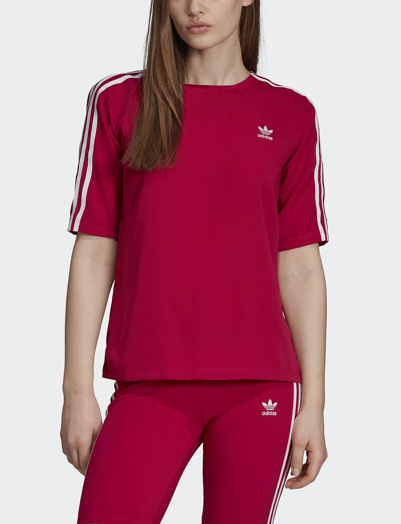 adidas originals 3 stripe t shirt burgundy