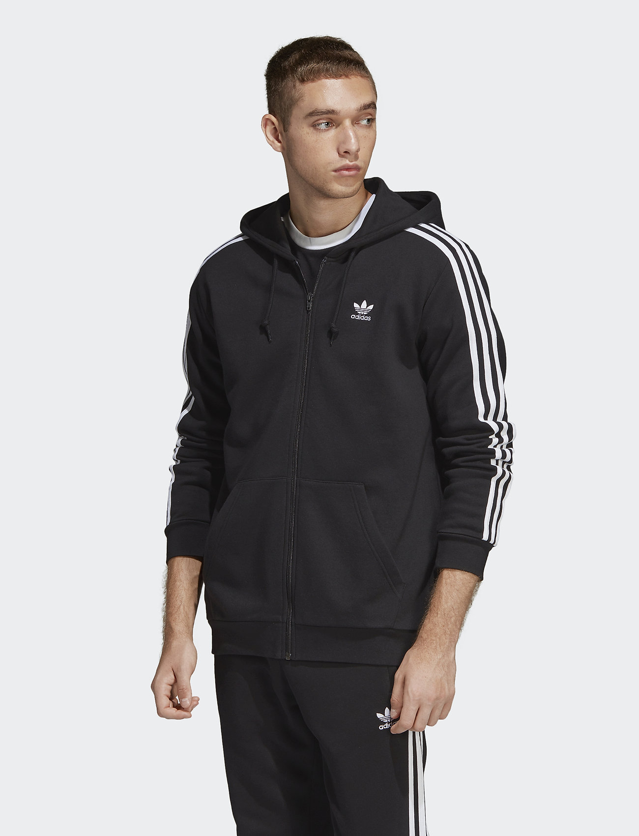 adidas 3 stripe hoodie black