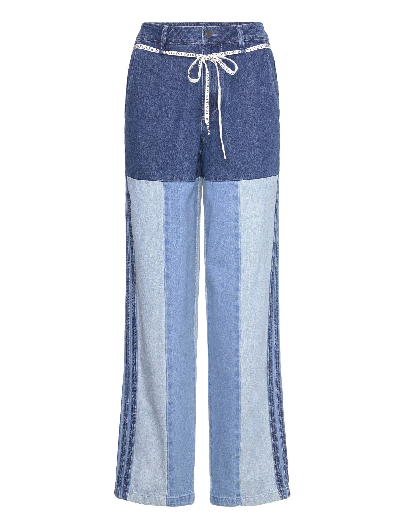 Adidas Originals Ksenia Patchwork Straight Leg Jeans Blå