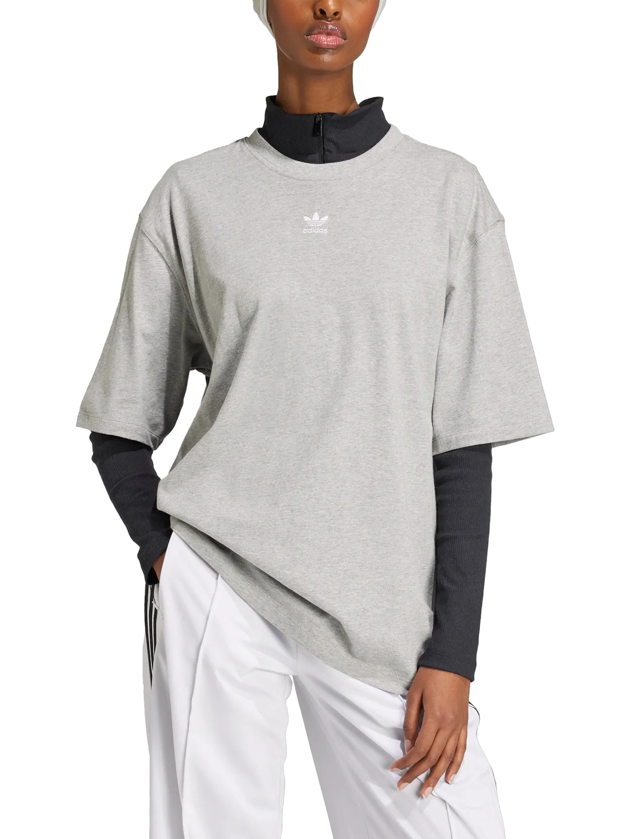 adidas Originals Ess Boyfr Tee, XXL, Grey, Sports Overdele & T-shirts > Sport T-shirts, Dame