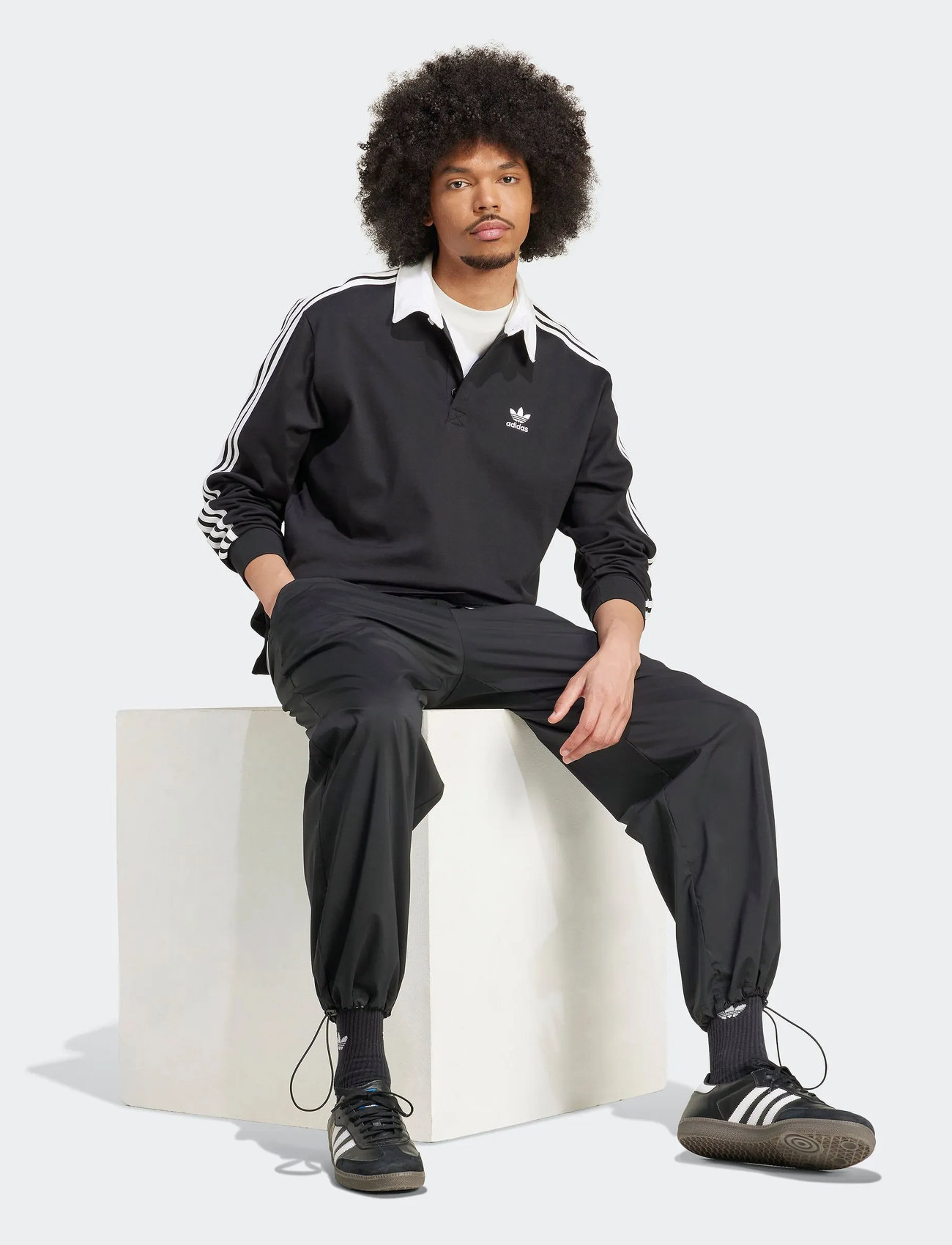 adidas RUGBY POLO LS ブラック 3XL IZ4806 adidas Originals Rugby Polo (ADIIZ4806) - Long-sleeved polos