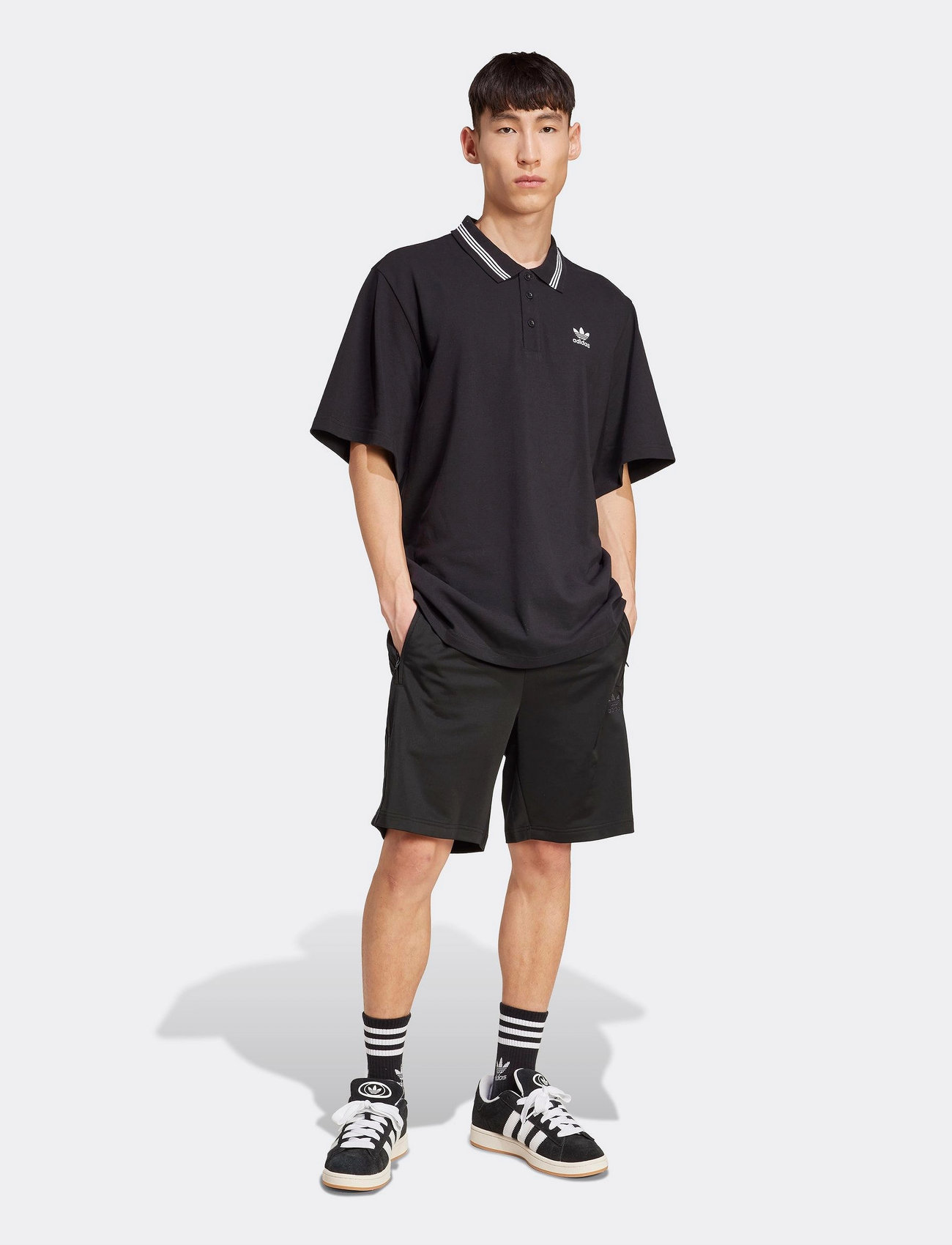 adidas Originals Loose Polo, S, Black, Sport Polos > Sport Short-sleeved Polos, Herre