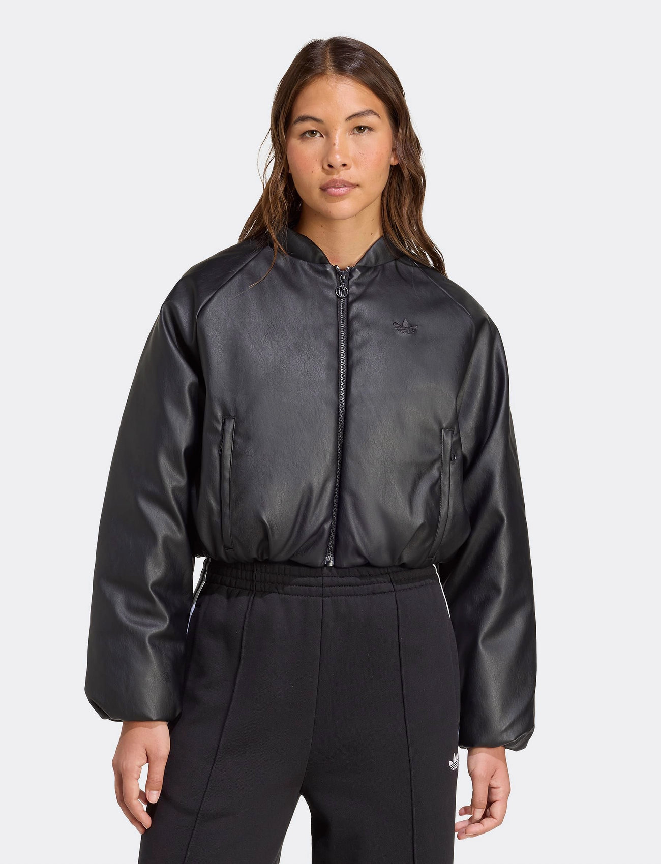 adidas Originals Pleather Bomber, S, Black, Sport Jackets > Sport Outdoor Jackets, Dame