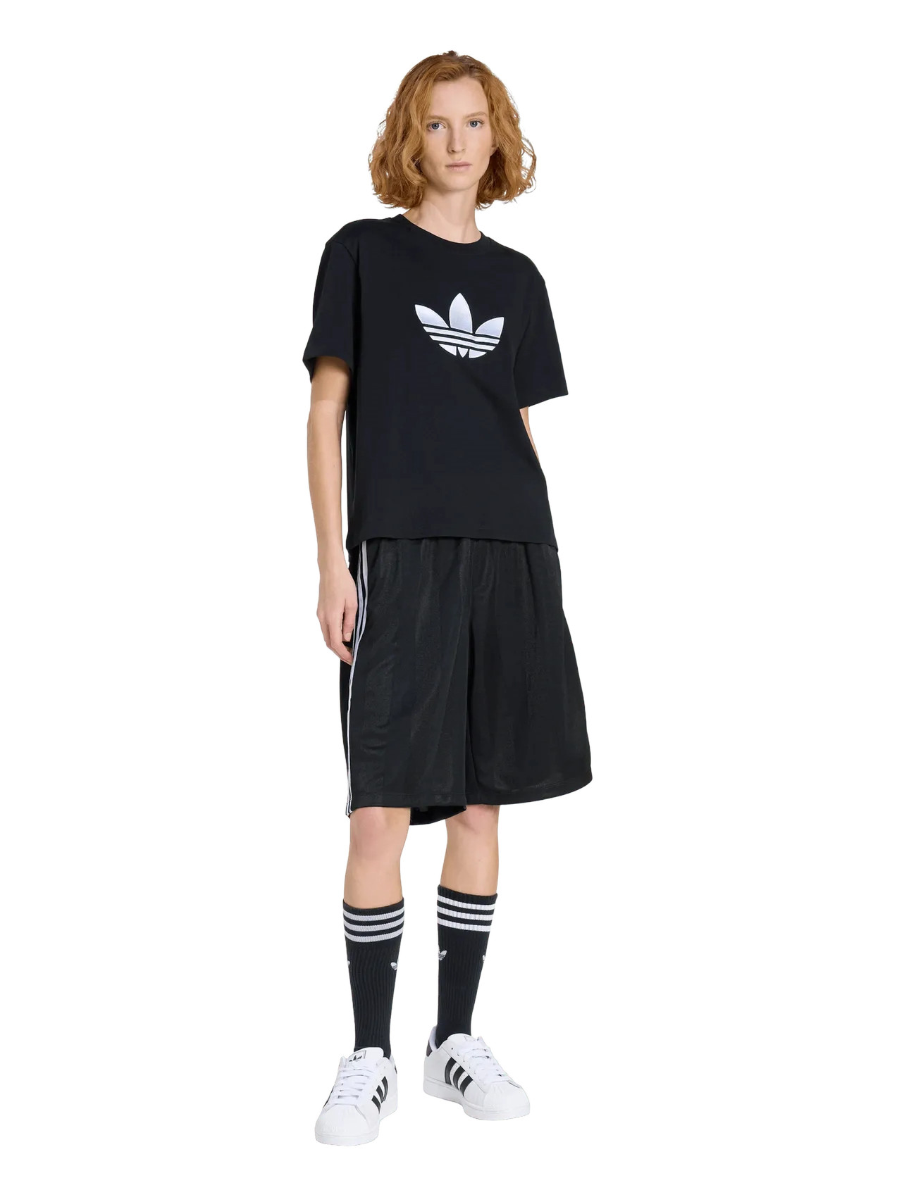 adidas Originals 3S Jaquard Jort, XXL, Black, Sport Shorts > Sport Training Shorts, Dame