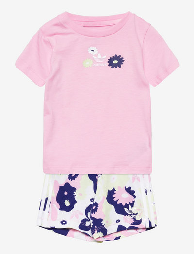 Flower Print Shorts and Tee Set - komplekti ar t-kreklu ar garām piedurknēm - trupnk