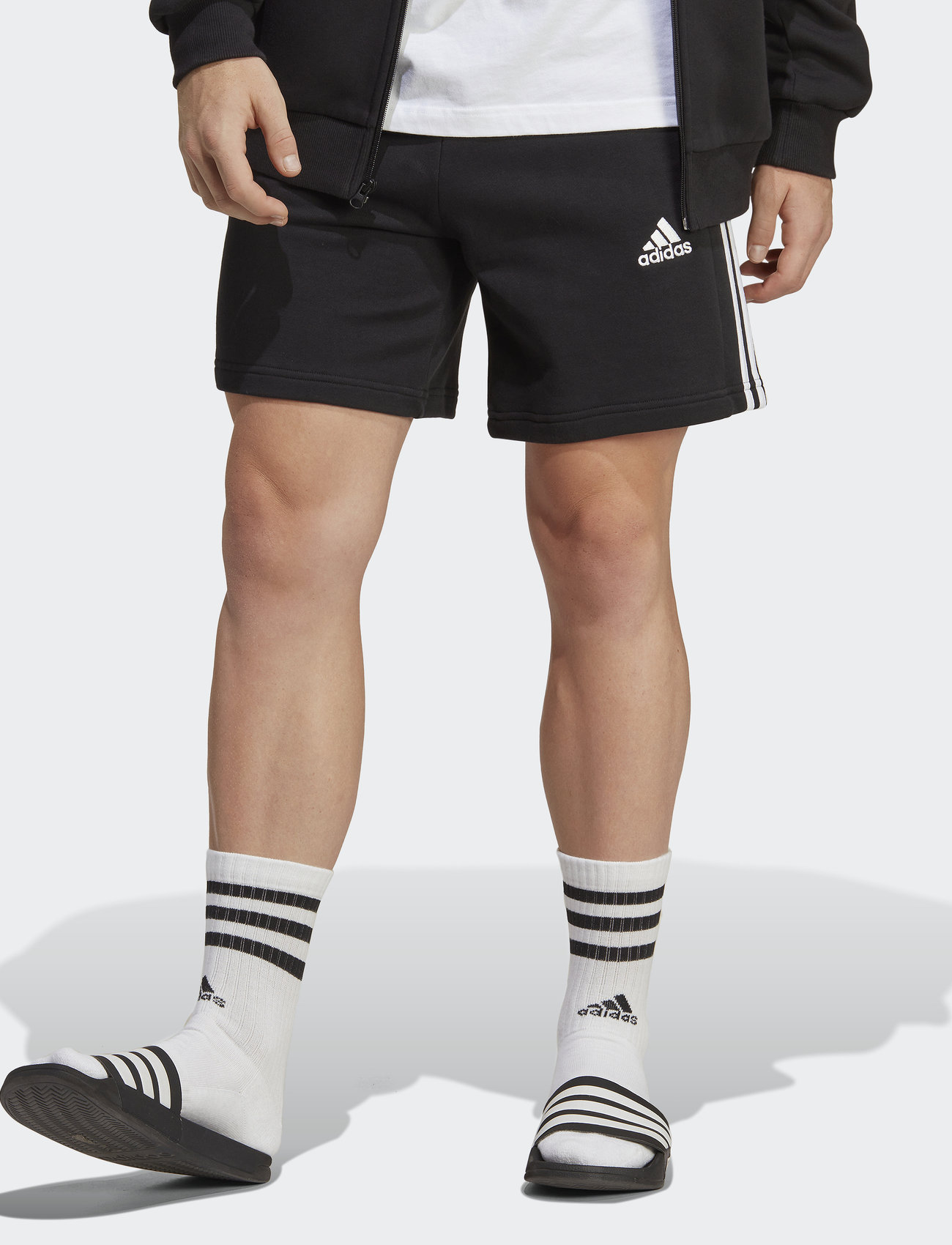 adidas 3 stripe shorts black