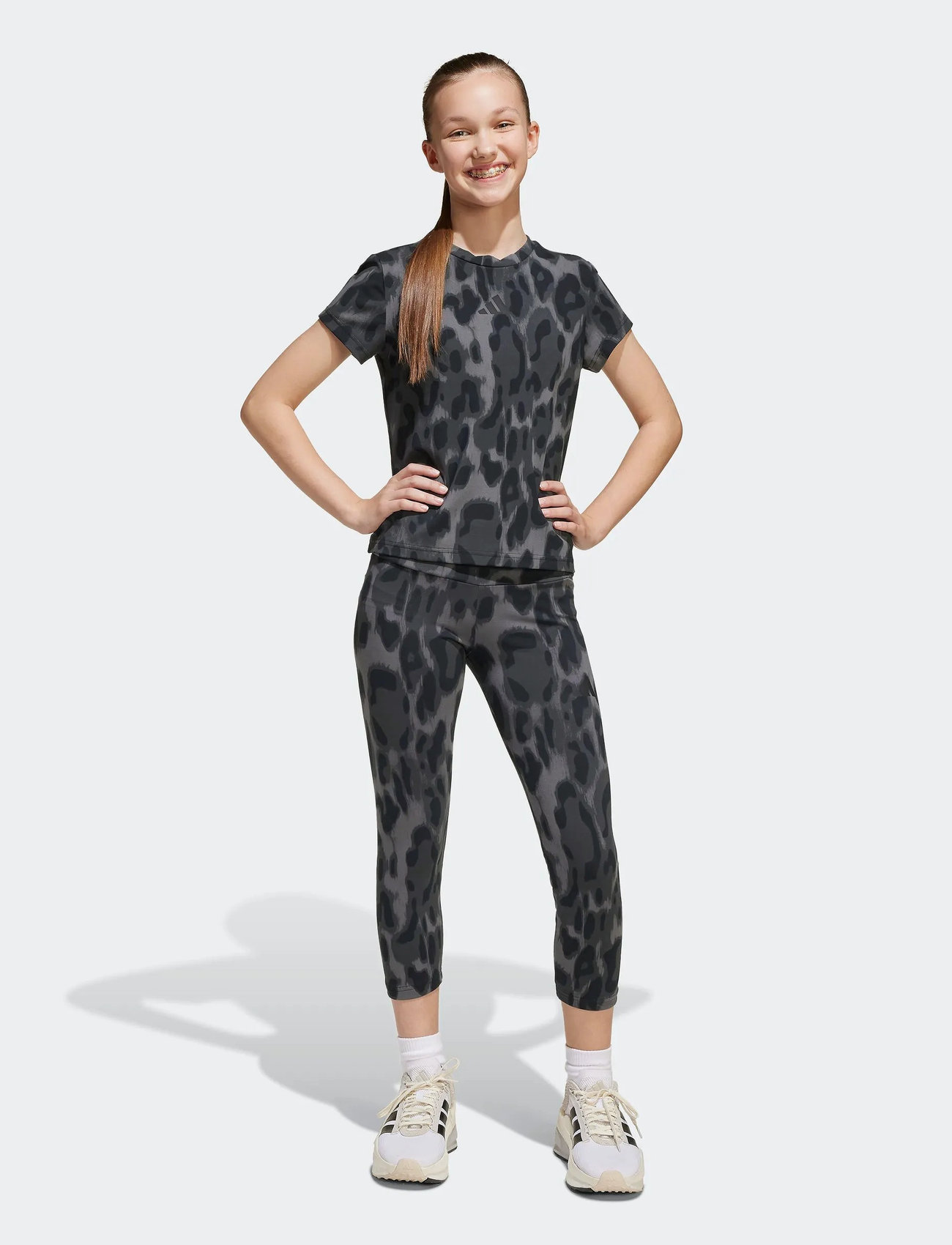 adidas Sportswear Jg Fi Aop 7/8Le, 164, Black, Sport > Leggings, Børn