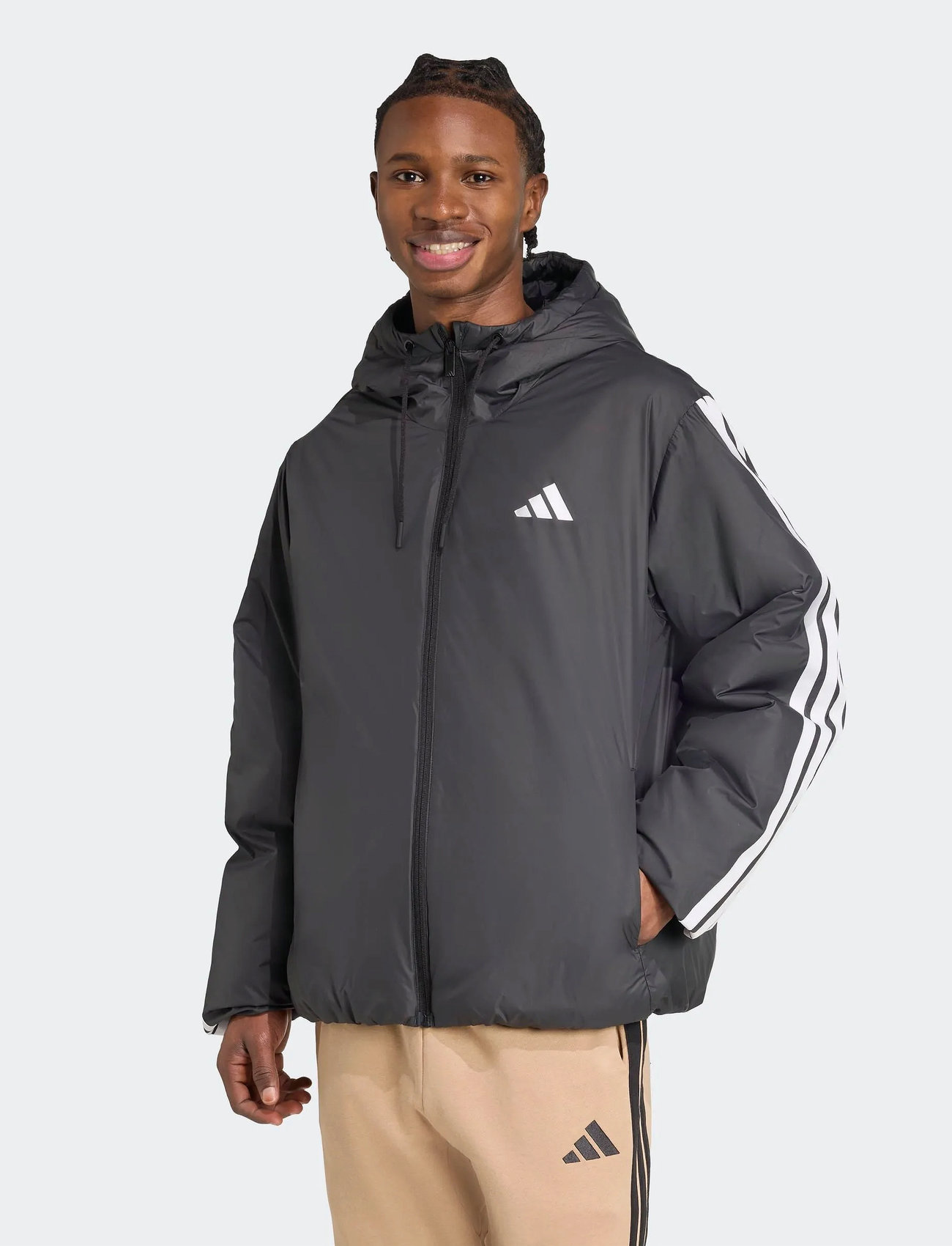 adidas Sportswear Ess 3S Ins Hd J, L, Black, Sport Jackets > Sport Training Jackets, Herre