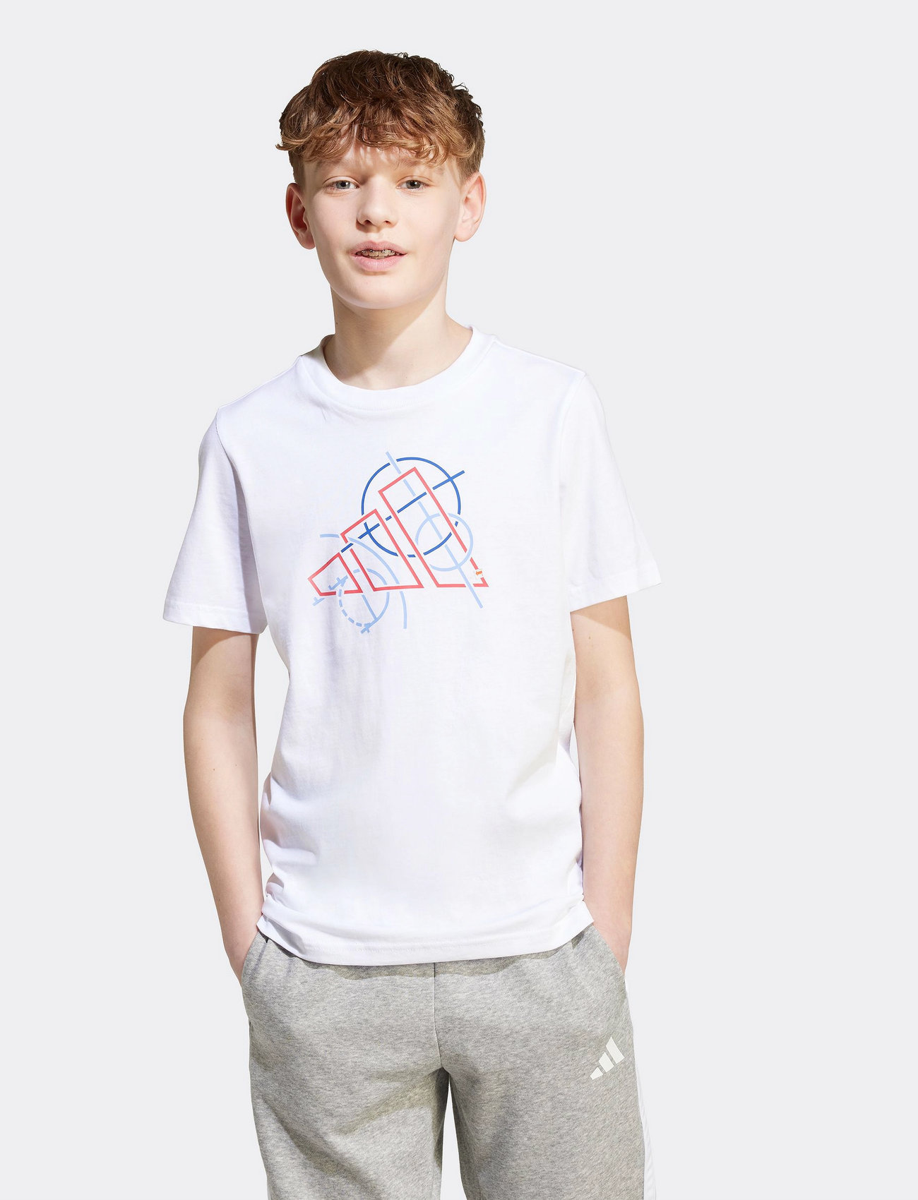 adidas Sportswear J Tech Table T, 128, White, T-Shirts > Kortærmede, Børn