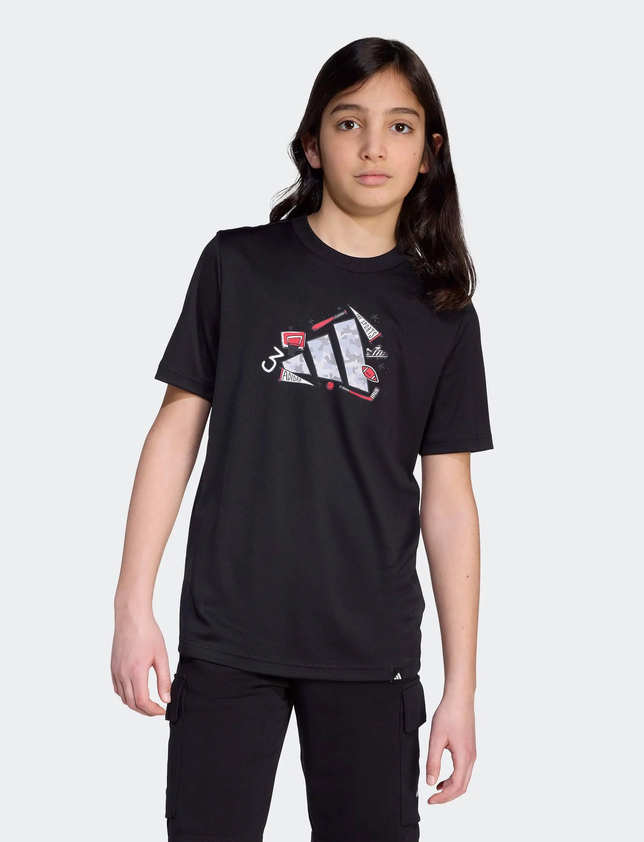 adidas Sportswear J Camo Train T, 140, Black, T-Shirts > Kortærmede, Børn