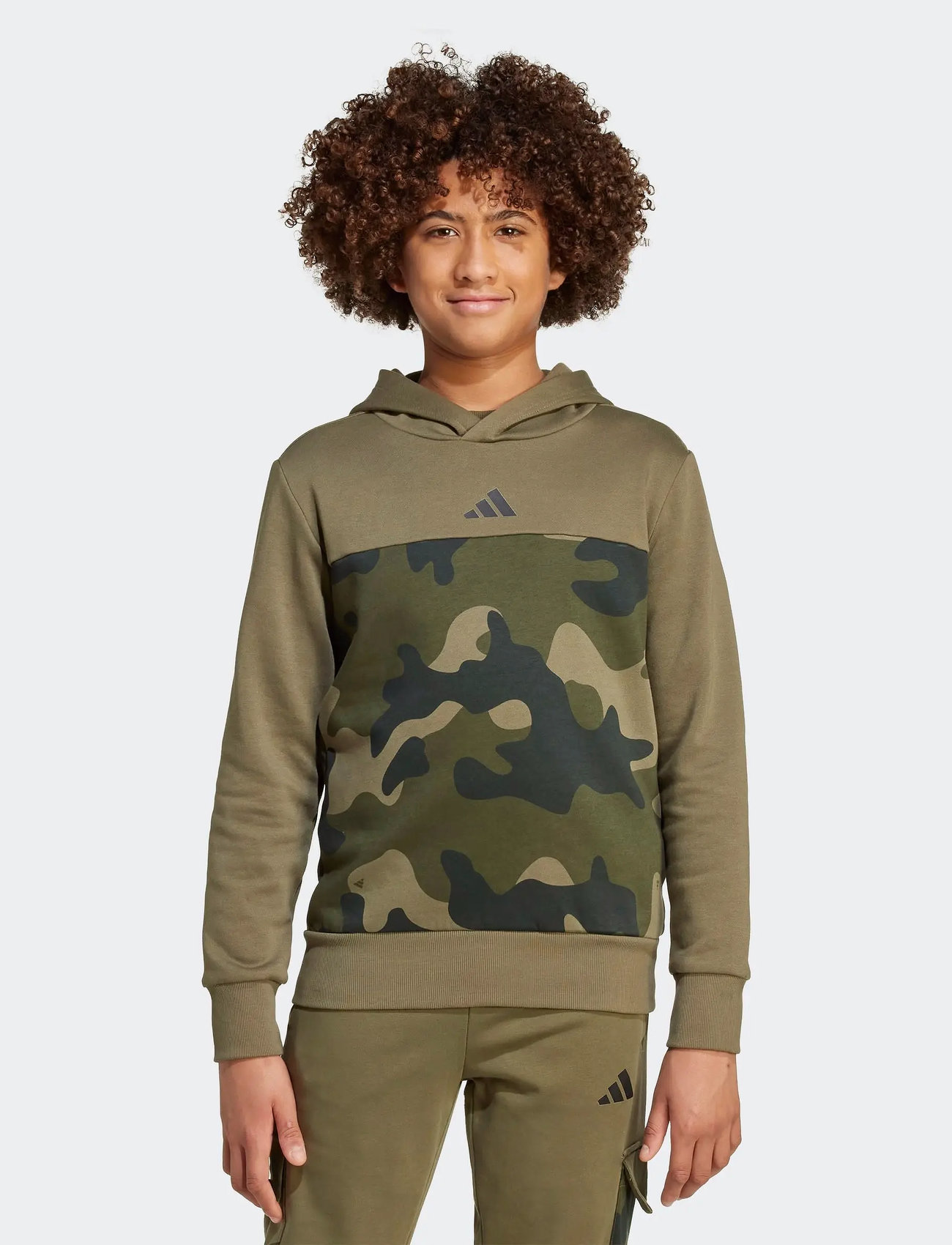 adidas Sportswear J Camo Fl Hd, 128, Khaki green, Sweatshirts & Hættetrøjer > Hættetrøjer, Børn