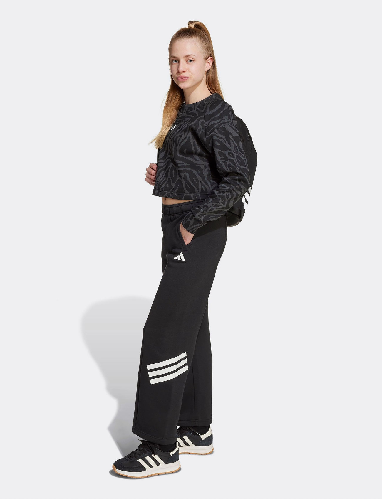 adidas Sportswear Jg Fi Wide Pt, 140, Black, Underdele > Joggingbukser, Børn