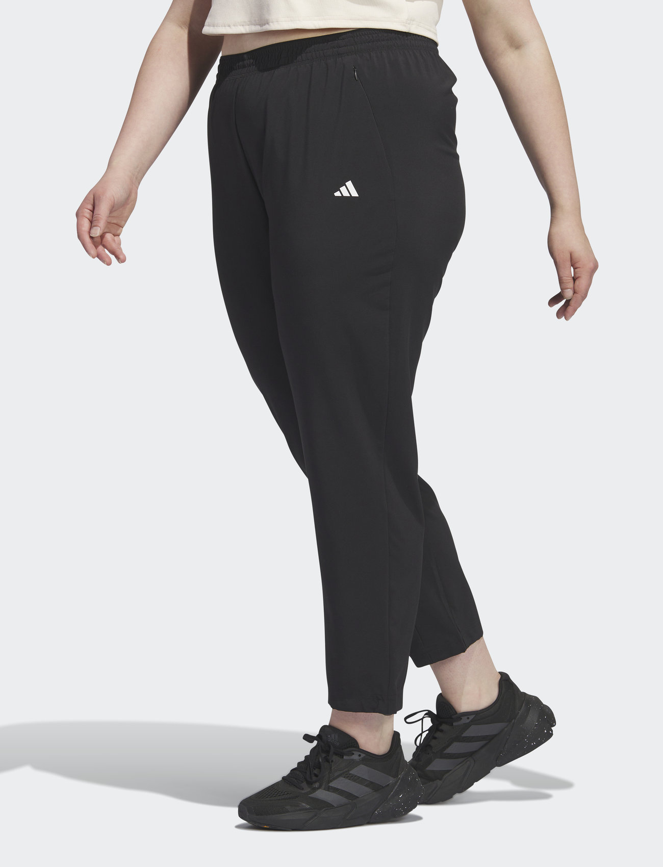 adidas Women Black Essentials 3-Stripes Woven 7/8 Pants | HT3398