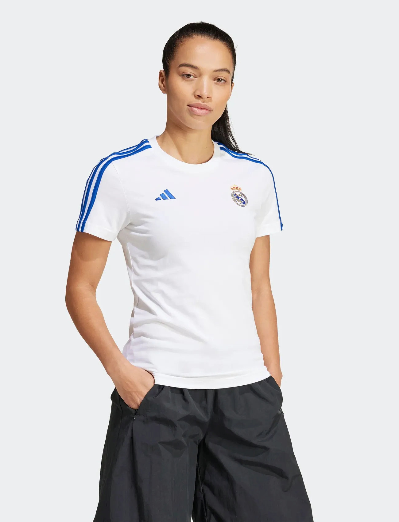adidas Performance Real Wmn 3S Tee, L, White, Sports Overdele & T-shirts > Sport Football Shirts, Dame