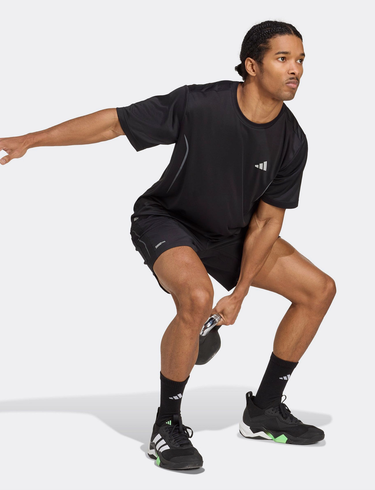 adidas Performance Tech App Gfxsho, L 18 cm, Black, Sport Shorts > Sport Training Shorts, Herre