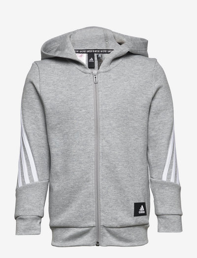 Future Icons 3-Stripes Full-Zip Hoodie - hættetrøjer - mgreyh/white