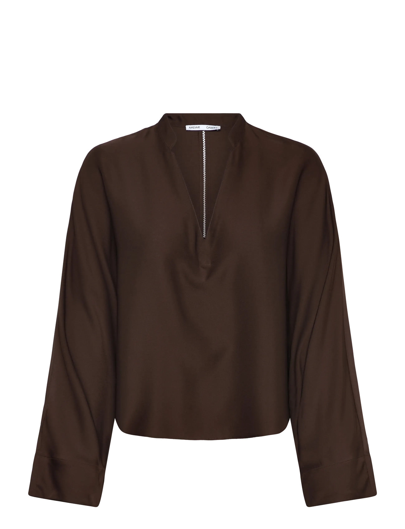 AHLVAR GALLERY Nina V-Ausschnitt Silk Bluse Braun - L - Damen