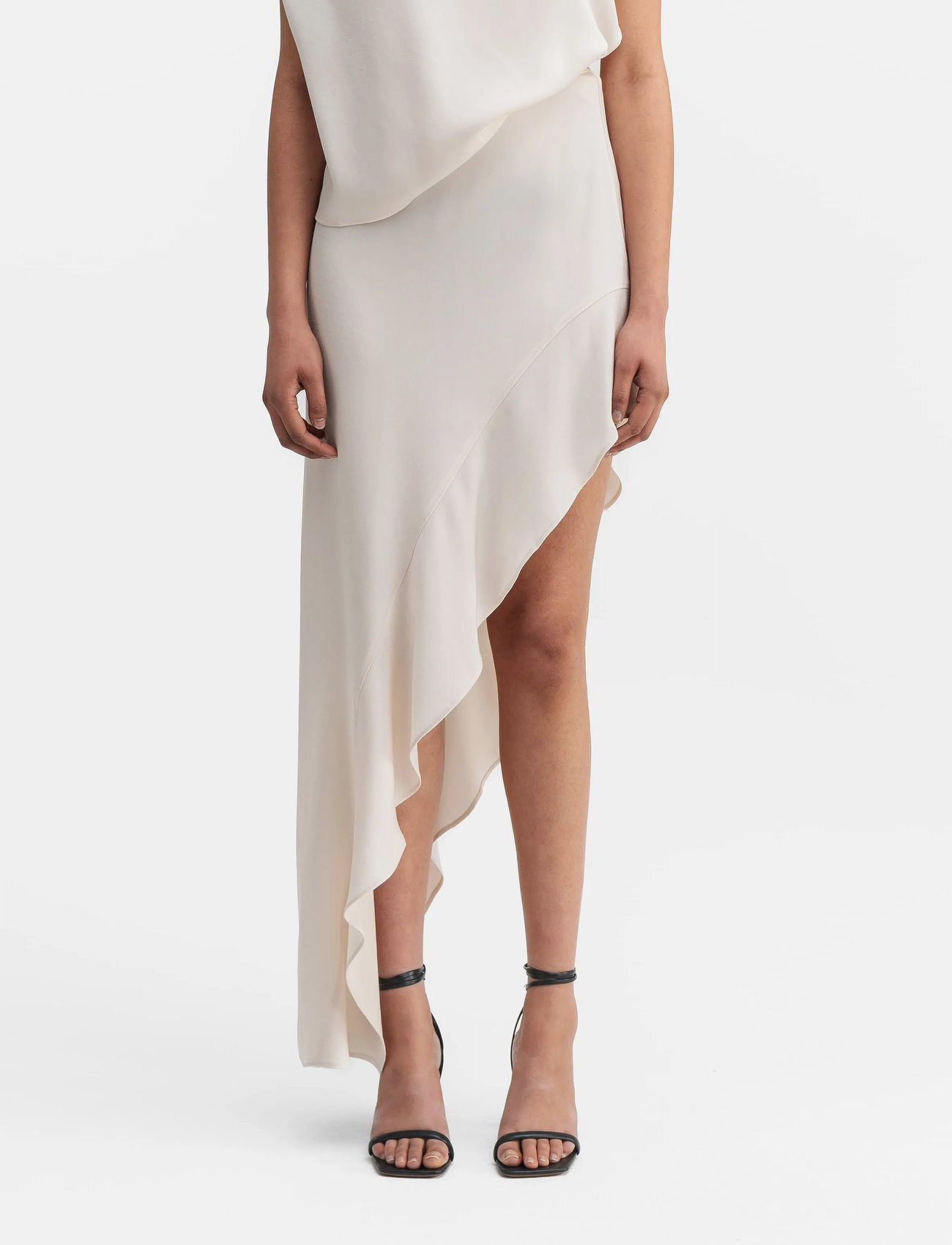 Ahlvar Gallery Hida Frill Skirt, S, Cream, Nederdele > Knælange Og Midi Nederdele, Dame