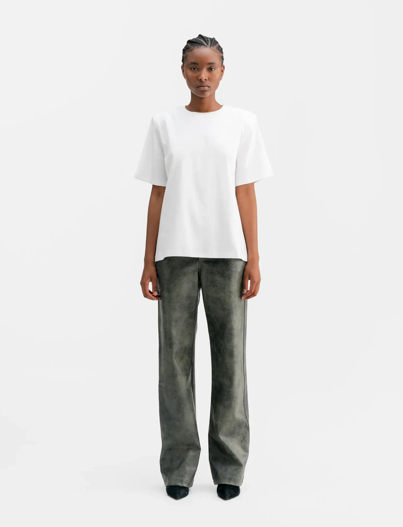 Ahlvar Gallery Aina Pu Leather Trousers, L, Green, Bukser > Lige Ben, Dame