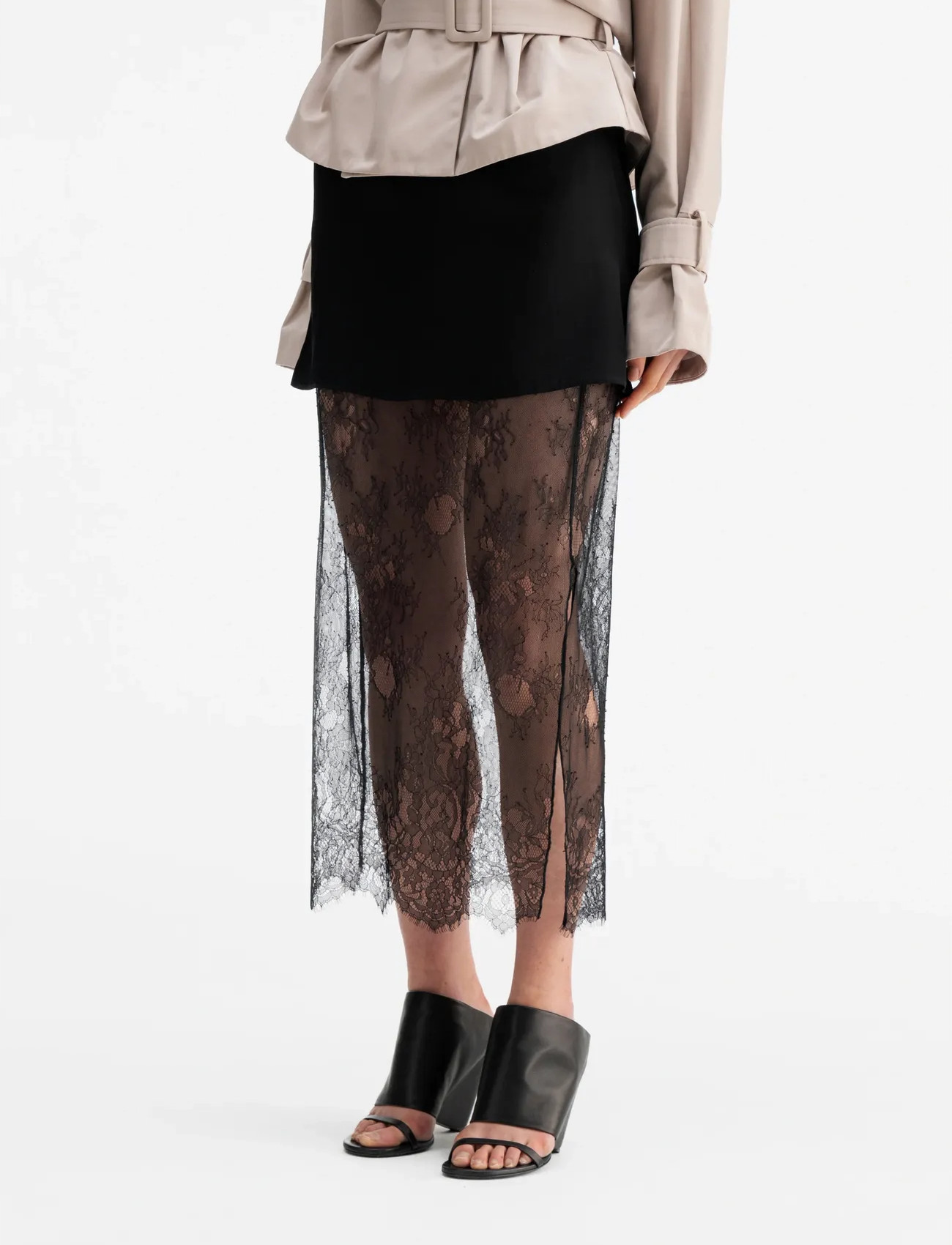 Ahlvar Gallery Hana Lace Pencil Skirt, XL, Black, Designere > Pencil Nederdele, Dame