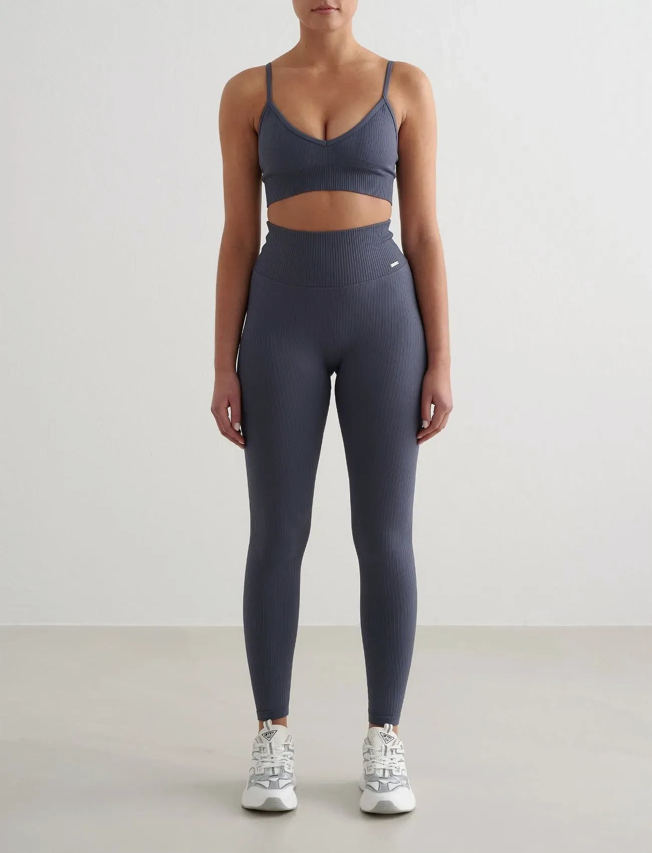 aim ́n Ribbed Seamless Tights, M, Blue, Løbetræningstights > Sømløse Tights, Dame