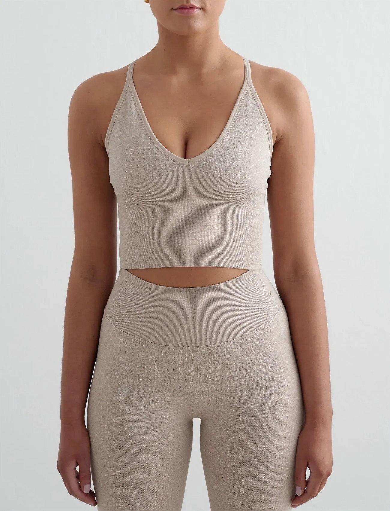 aim ́n Shape Seamless Cross Back Bralette, L, Beige, Sport Crop Overdele > Sport Sleeveless Crop Overdele, Dame